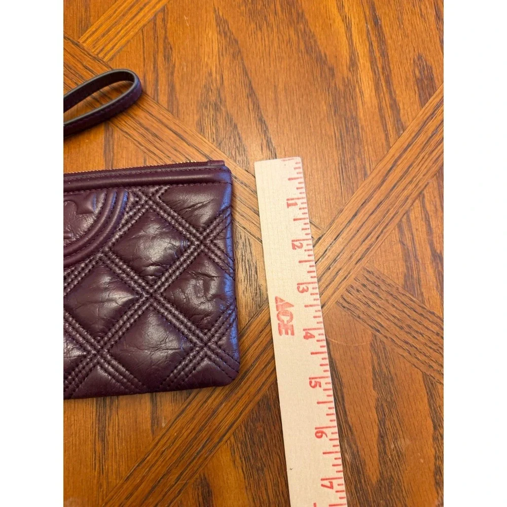 Tory Burch Fleming Soft Leather Burgundy Wristlet NWT